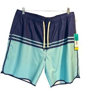 NWT Fair Harbor Size 3X Swimming Trunks Teal Colorblock Mastos Anchor Lined